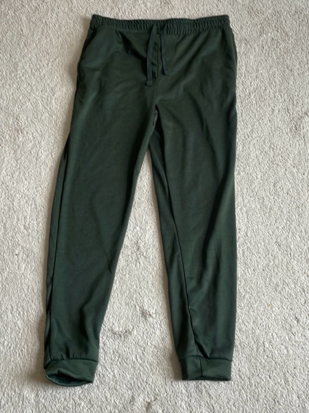 Dark Green Drawstring Jogger Pants